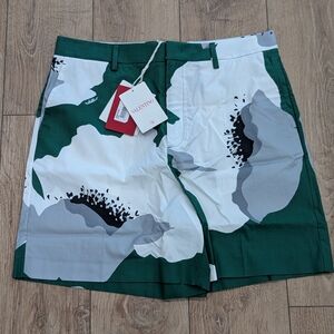 $1350 Mens Valentino Cotton Floral Bermuda Shorts Green 50 US 34